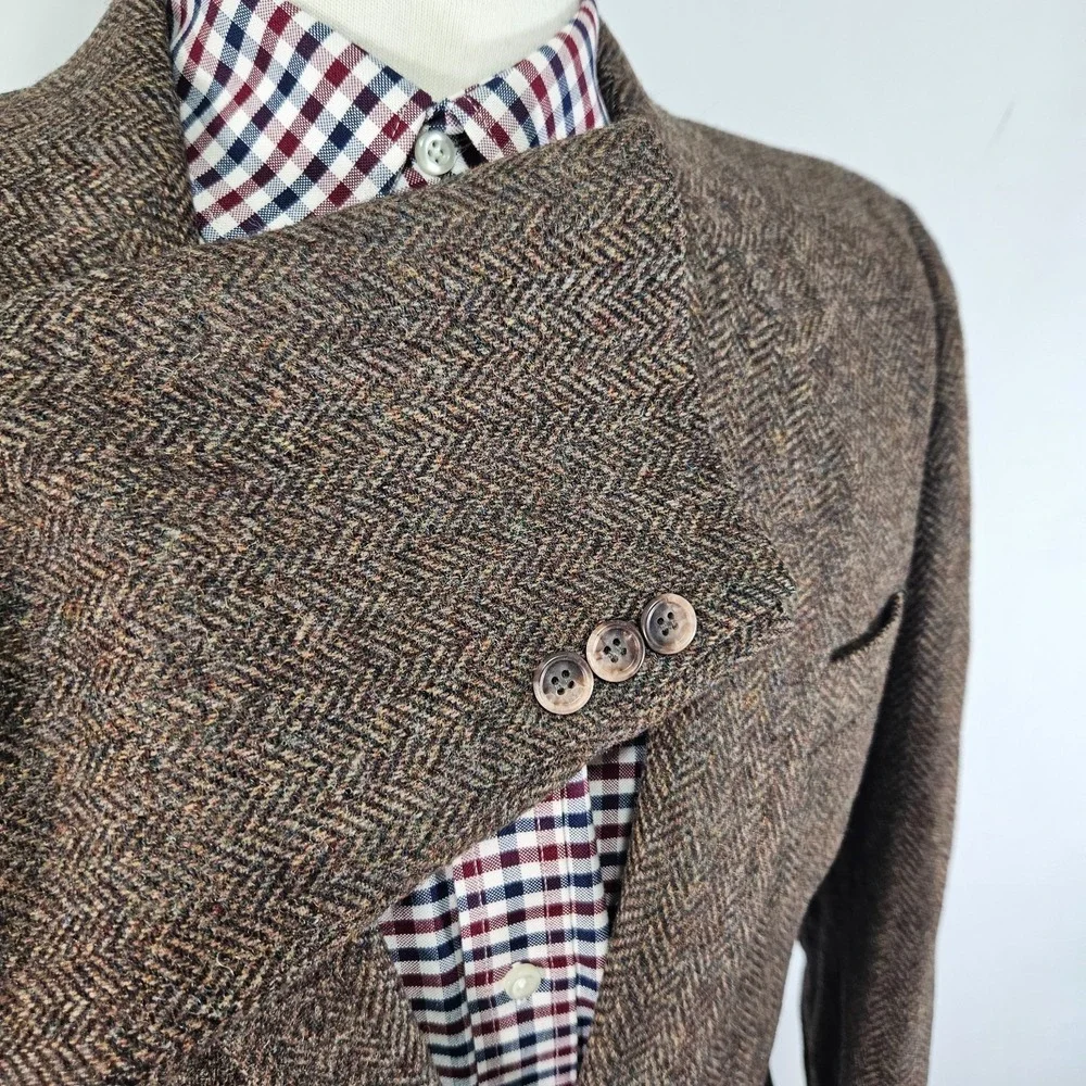 VTG Haggar Men's Tweed Sport Coat Blazer Two Button Brown Herringbone 40R‎